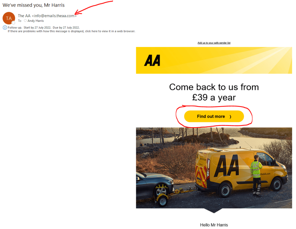 AA offer email 